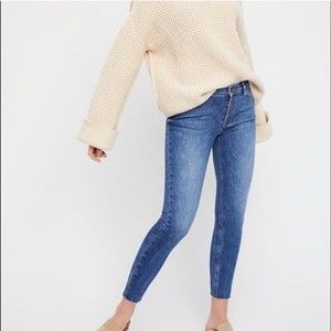 Free People Button Fly Reagan Raw Hem Skinny Jean